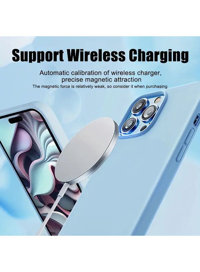 Light Blue Magnetic Phone Case Compatible with iPhone 15 Supports Wireless Charging - Image 3
